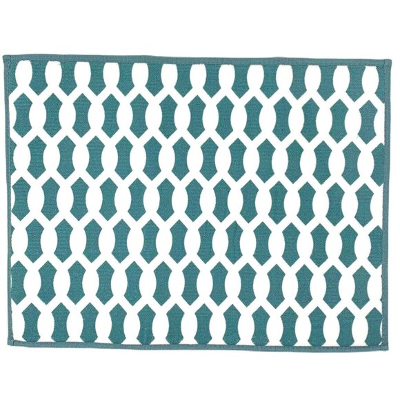 Dish Drying Mat 15 x 20 Teal White Lattice Pattern Padded Microfiber - Picture 2 of 4